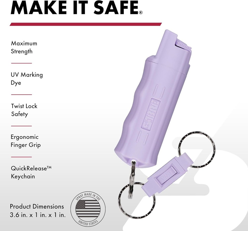 SABRE Pepper Spray, Maximum Police Strength OC Spray, Quick Release Keychain for