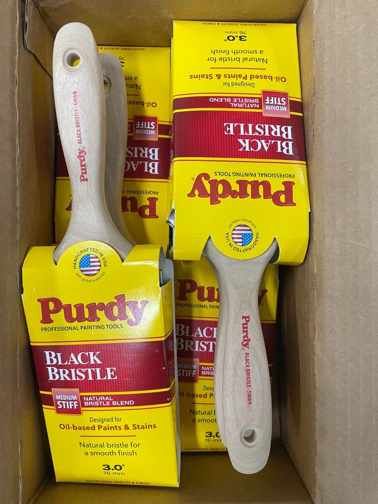Purdy 6 Pack Black Bristle Angle 3" Paint Brushes