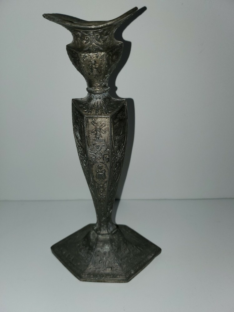 Antique Dutch Silver Plate Repousse Candlestick