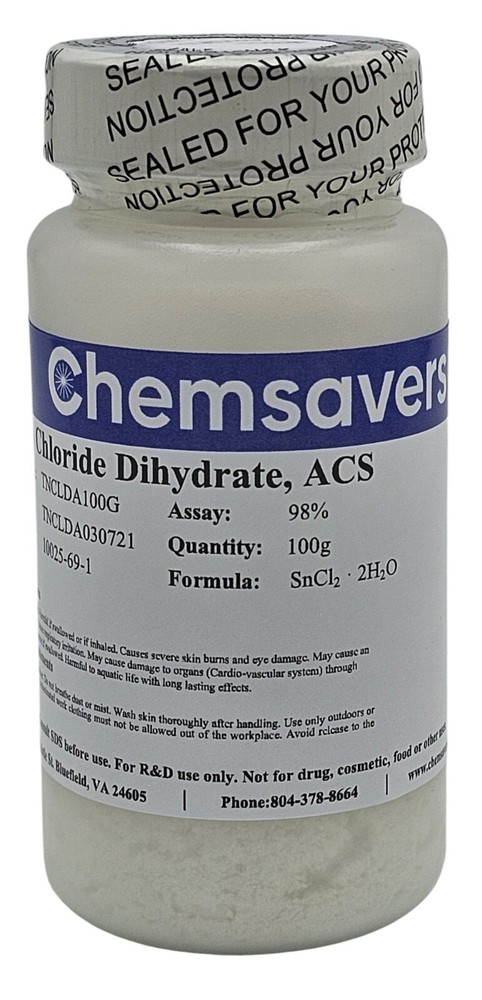 Tin(II) Chloride Dihydrate, ACS, 98%, 100g
