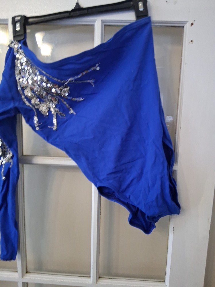 Adult Medium Blue Dance Costume One Arm Sequence D1