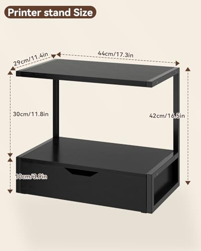 2 Tier Desktop Printer Stand,Multi-Purpose Desk Organizer,Printer Table Black