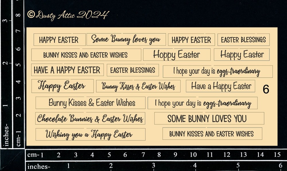 Dusty Attic Chipboard 3x6 - Card Sentiments - Easter #6, DA3747