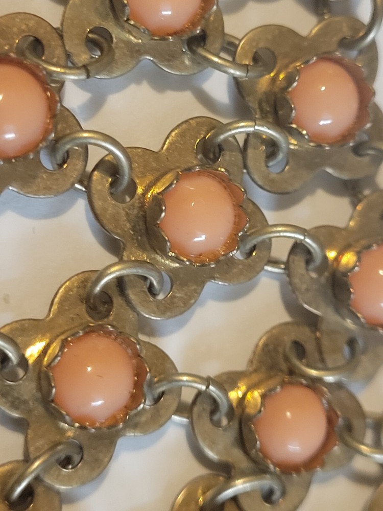 Vintage Pink Stone Linked Bib Necklace