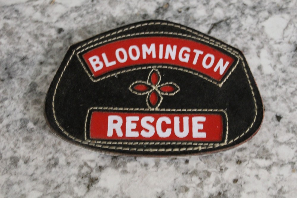 Vintage Leather Fire Helmet Shield  Bloomington Rescue