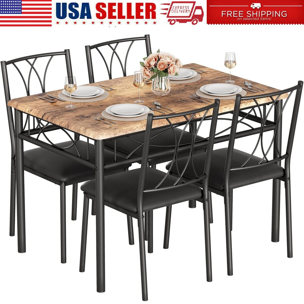 Modern Dining Table Set for 4 Kitchen Table Set and Upholstered Chairs Dinitte