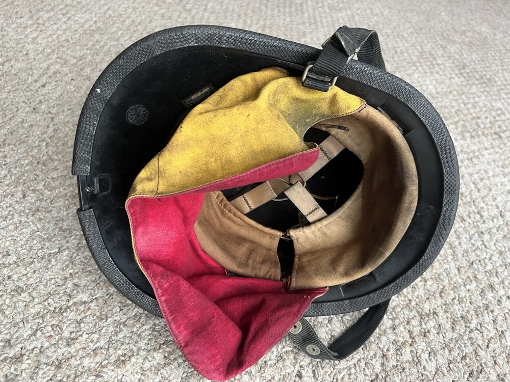Vintage Fireman Helmet Black And Yellow