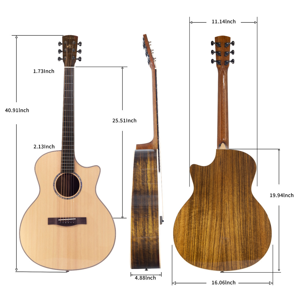 41'' Electric Acoustic All Solid Guitar Solid Spruce Top Solid Ovangkol Back