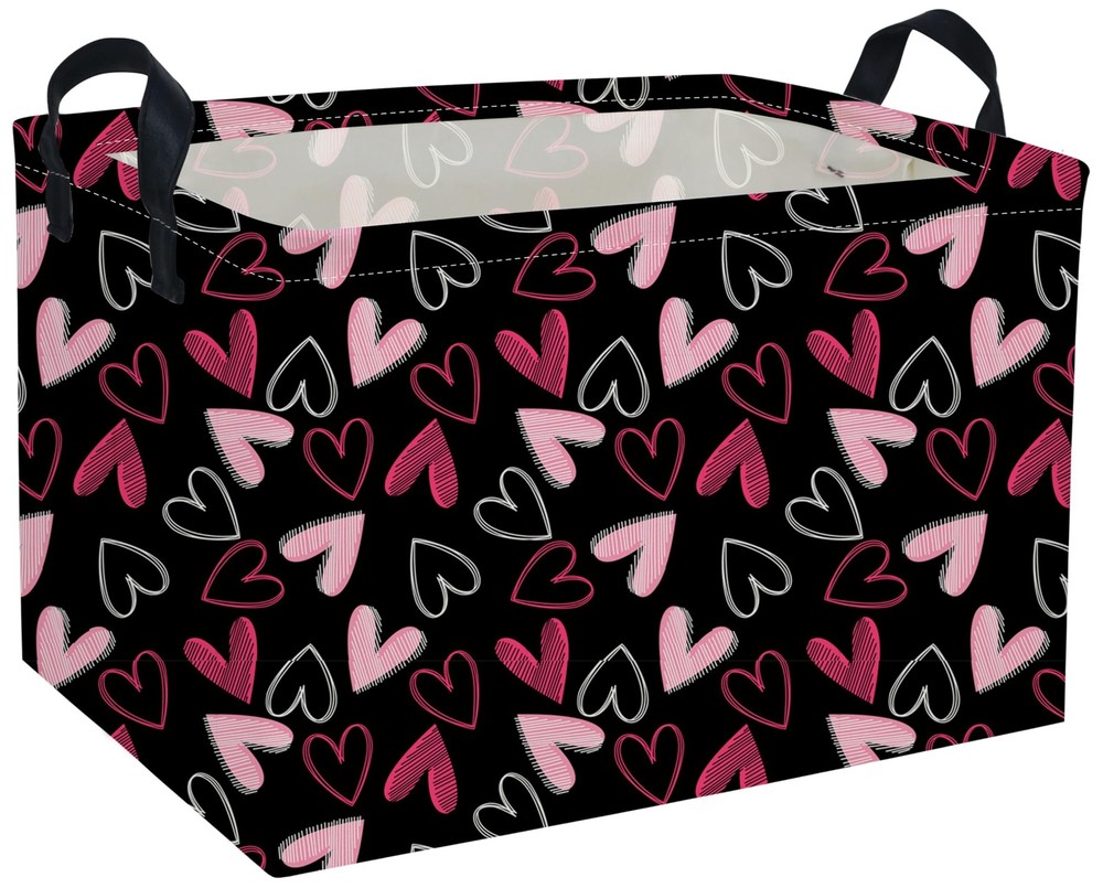 Rectangular Kids Storage Bin  Heart Toy Organizer for Room Decor