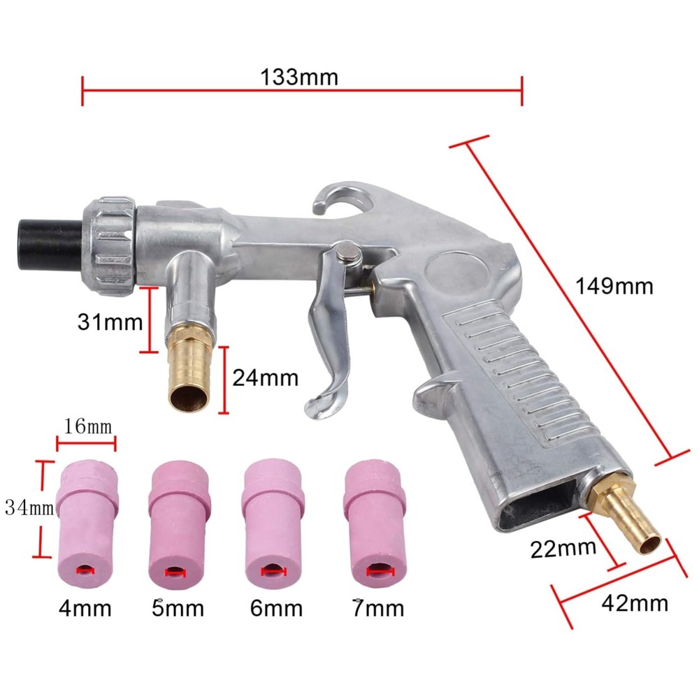 Heavy Duty Sandblasting Gun with Ceramic Nozzles