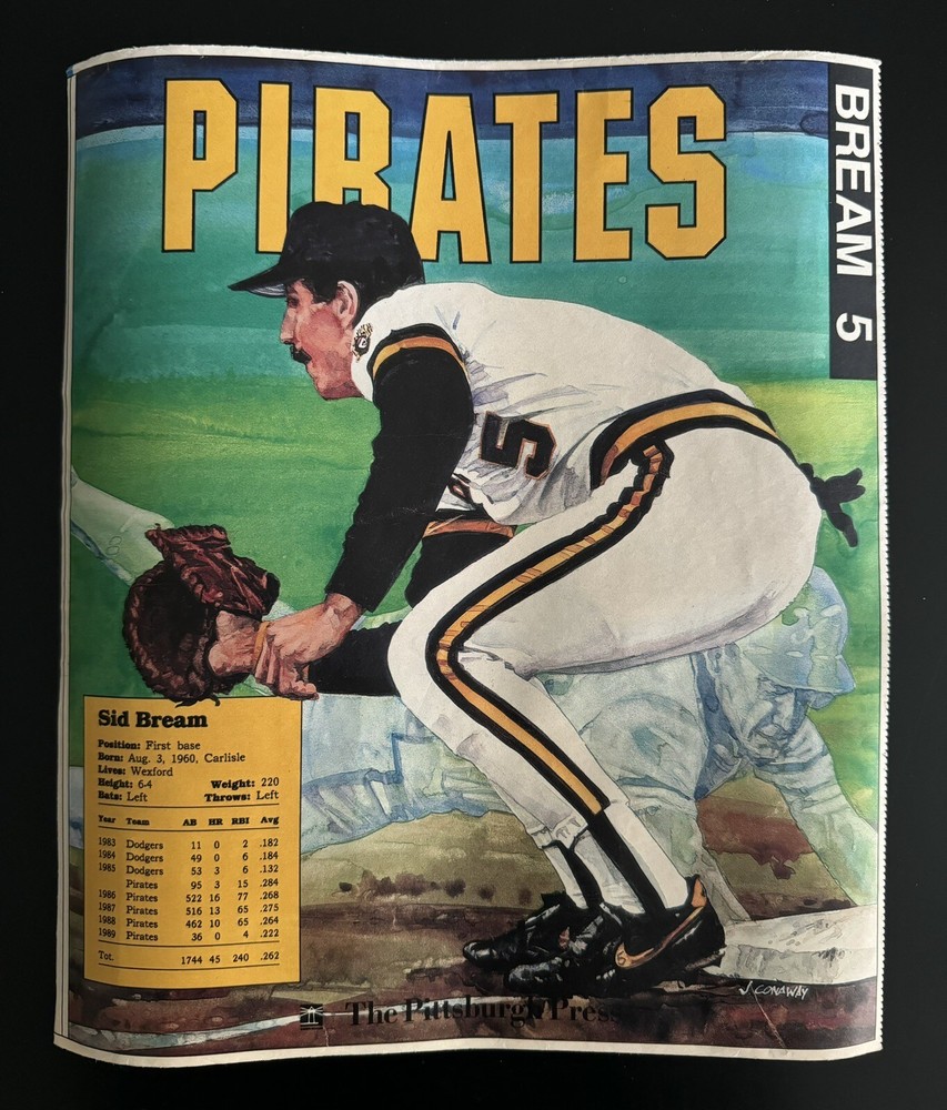 Vintage 1990 Pittsburgh Pirates MLB The Pittsburgh Press Sid Bream Cover Page