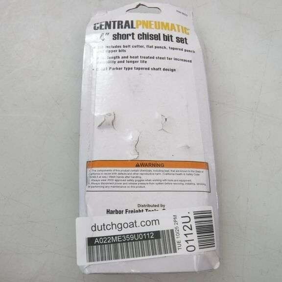 Central Pneumatic 68277 4" short chisel Bits New, Sealed 4pc.