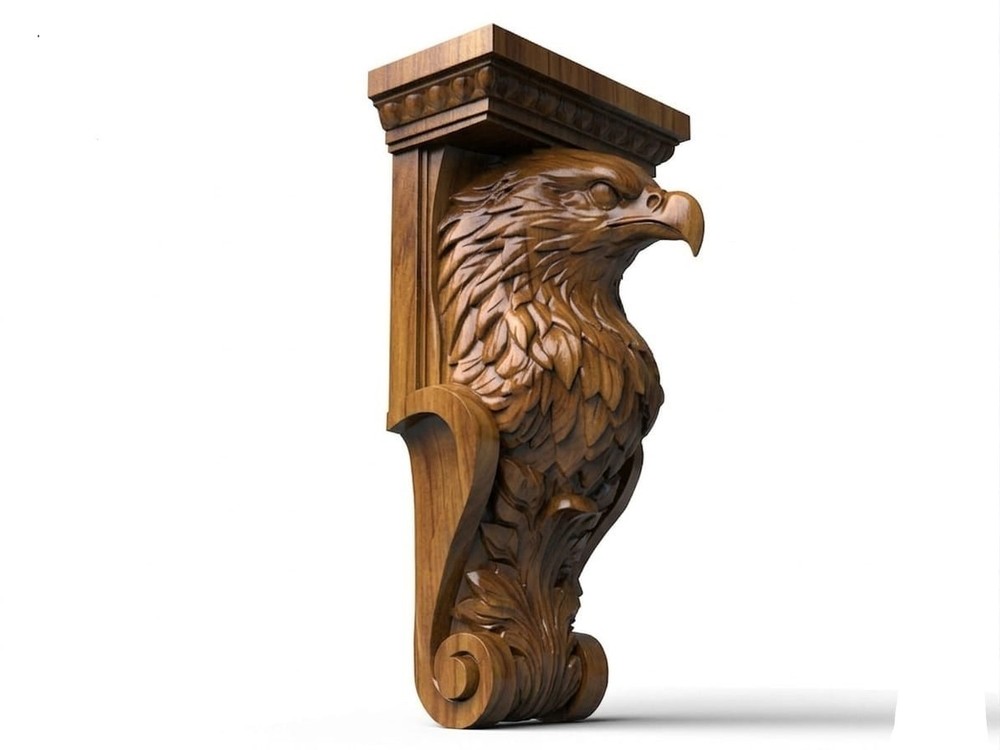 Carved Wooden Eagle Corbel, Shelf Support
