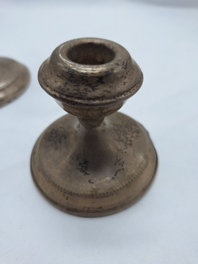 Vintage Sterling Silver Candlesticks Weighted 513 grams 3"