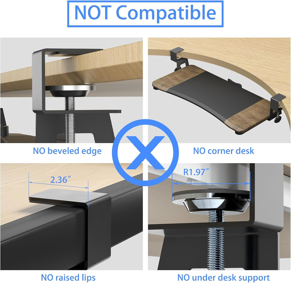 Keyboard Tray under Desk Pull Out with C Clamp Mount, Computer Keyboard & Mouse