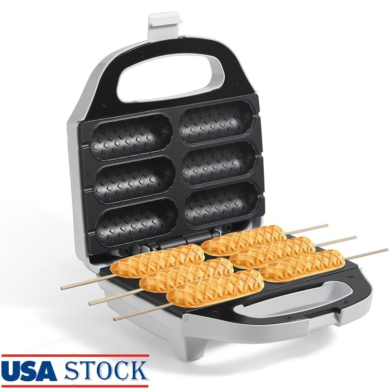 6 Corn Dog Maker W/ Automatic Temperature Control Non-Stick Plates Easy to Use