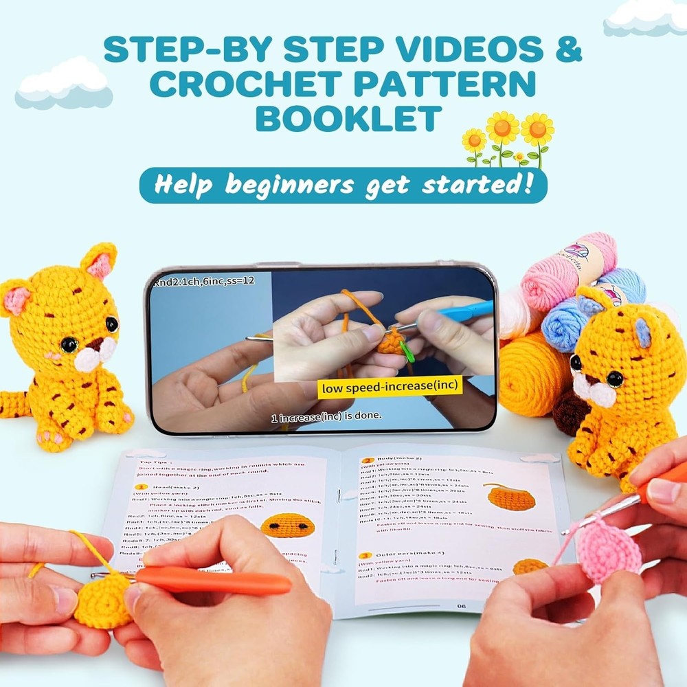Beginner's Crochet Kit: All-in-One Supplies, Video Tutorials & Unlimited Support