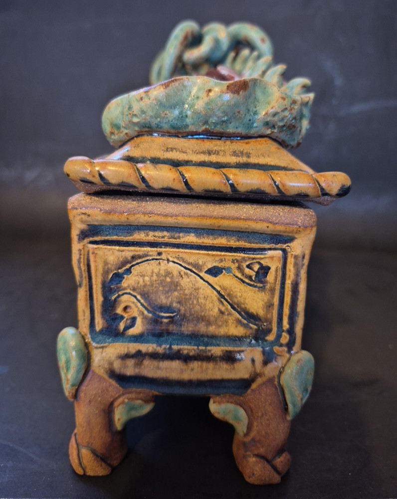 Pottery Clay Hand Crafted Dragon Stick Incense Storage