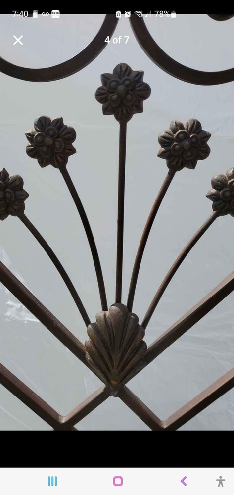 Wrought/Cast Iron Folding Room Divider Screen Bronze Tone Very Heavy Solid Piece