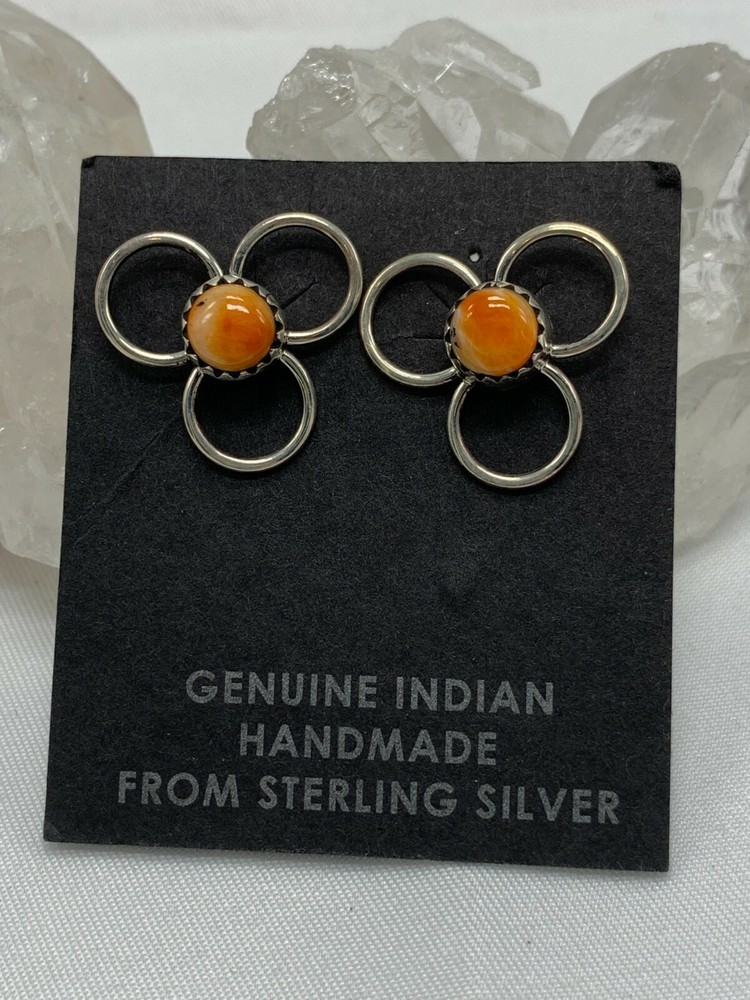 ORANGE SPINY ~ STERLING SILVER ~ EARRINGS