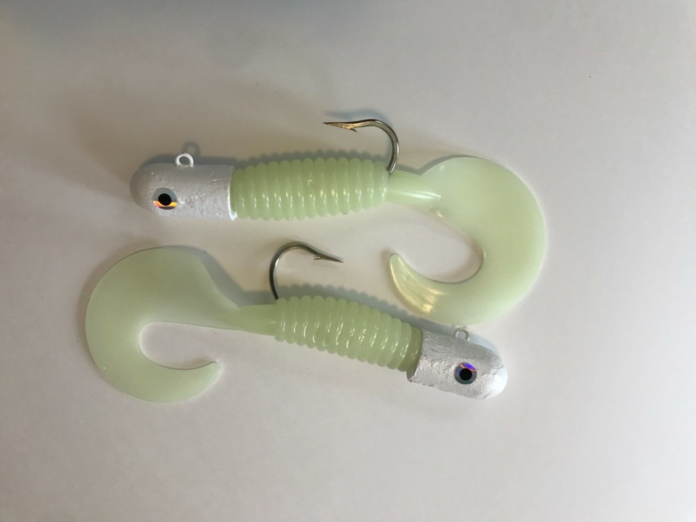 4 Halibut Lingcod Alaska White Grub Tails