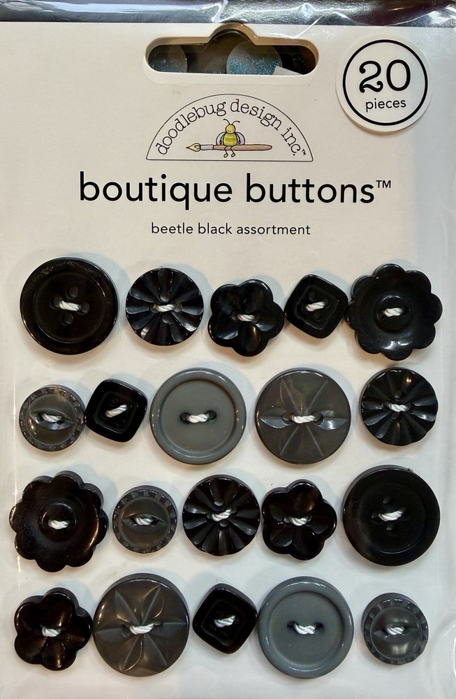 Doodlebug Boutique Buttons Beetle Black Assortment