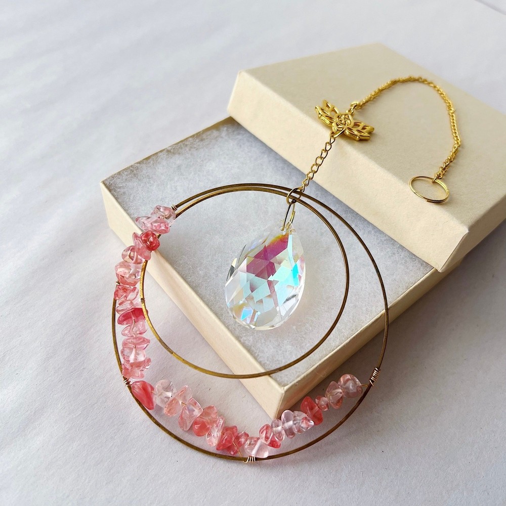 Pink Rock Bead Circle Suncatcher