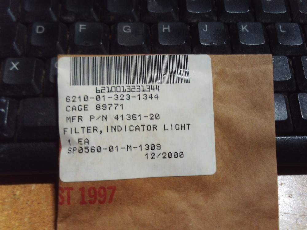 TECHNICAL SUPPORT CEN FILTER INDICATOR LIGHT # 41361-20 NSN: 6210-01-323-1344