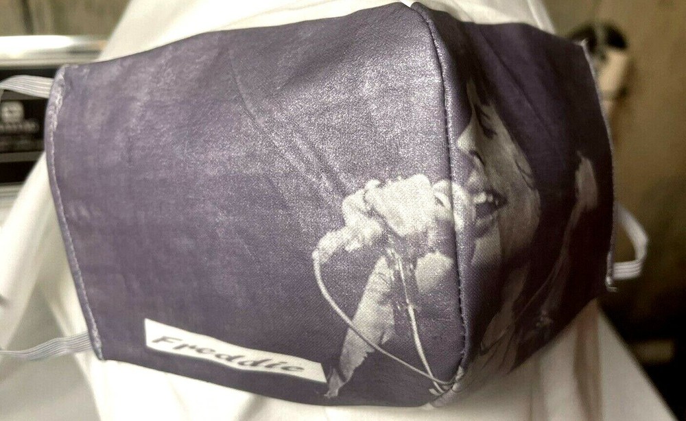 ***Freddie Mercury *** REVERSIBLE Cotton Face mask (handmade)(grey Tone)
