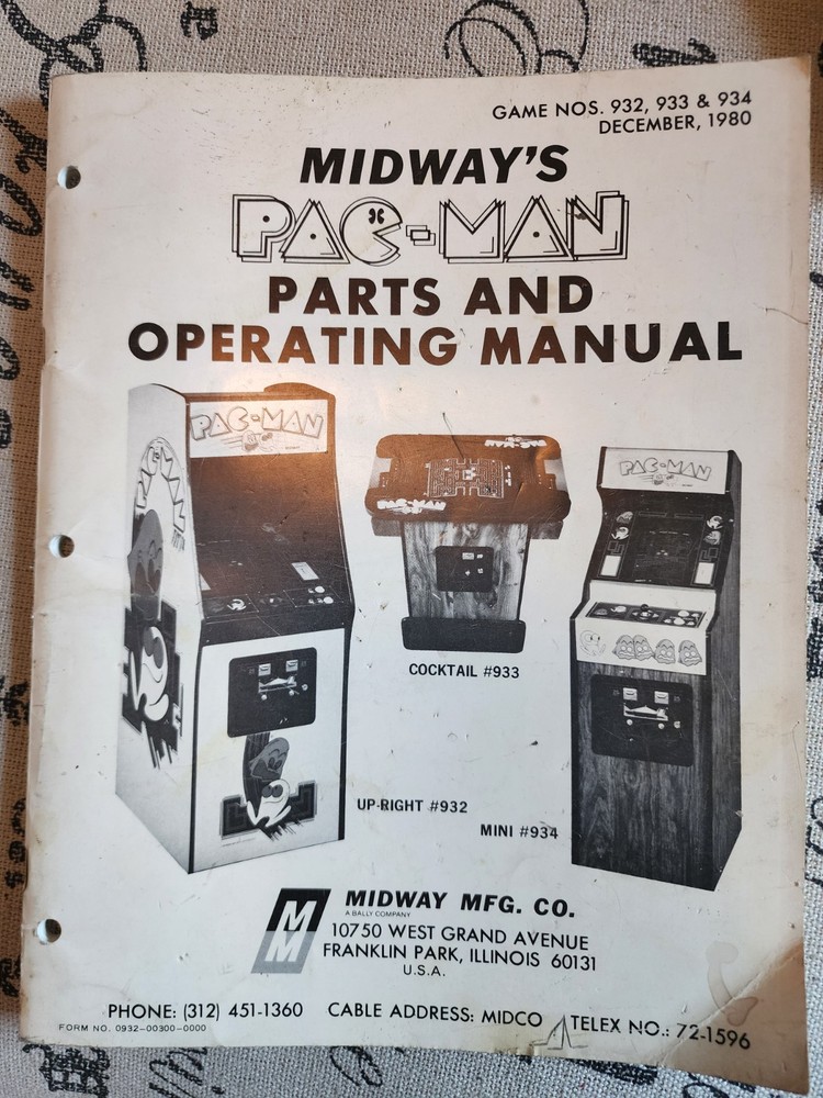 Pac Man Arcade Manual Midway