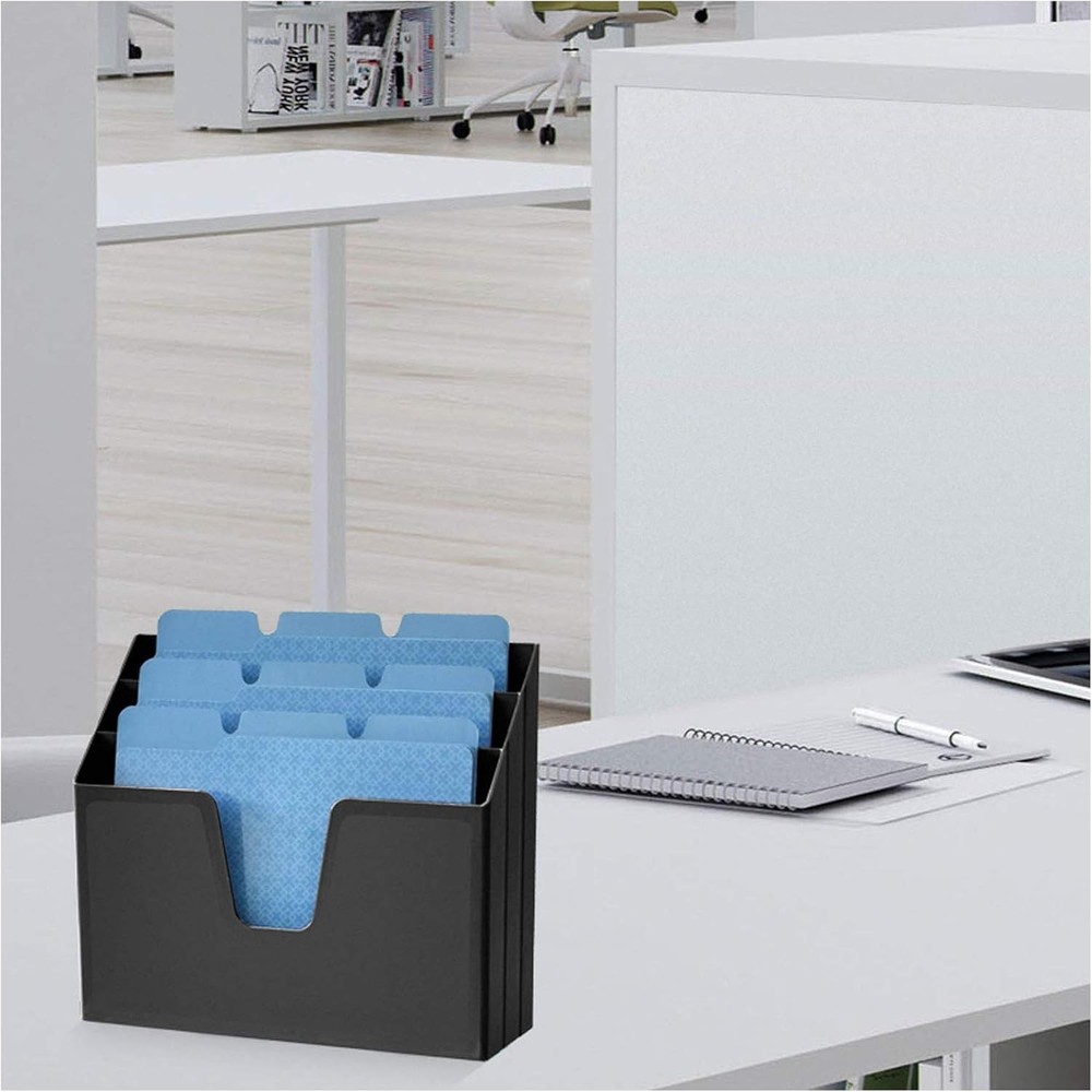 Acrimet Horizontal Triple File Folder Holder Organizer, Open Top Desktop
