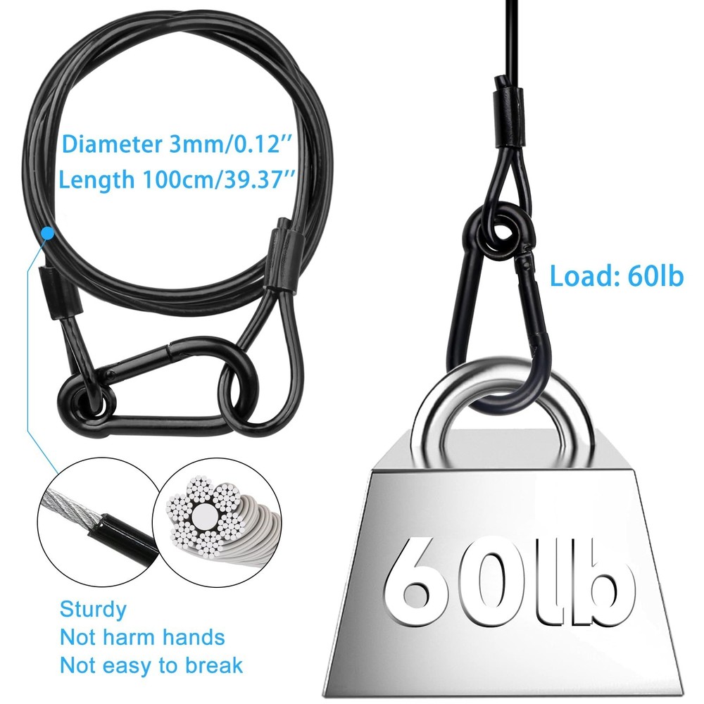 Lighting Safety Cable with Loops(2-Pack), 25kg Load Stage Light Safety Cable ...