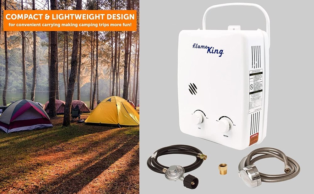 Portable Tankless Water Heater Propane 5L 1.32GPM at 34,000 BTU, Instant Shower