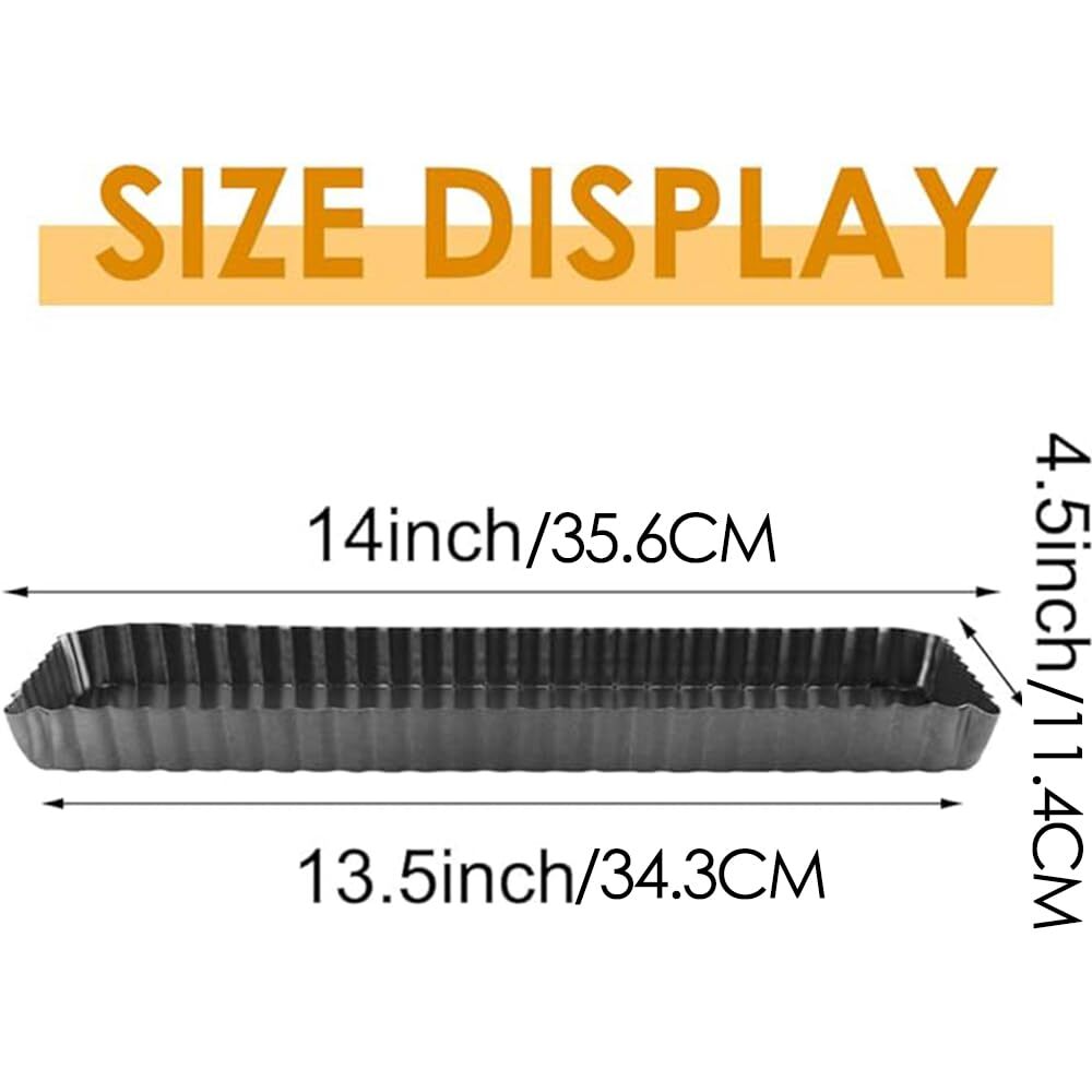 Cyimi Rectangular Tart Pan 14 Inch Nonstick Quiche Pie Pan with Removable Bot...