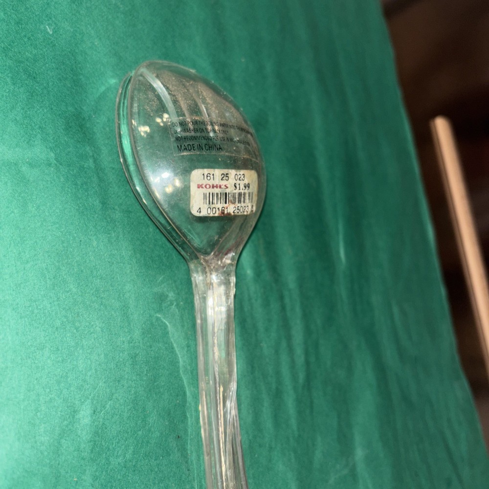 Vintage set of plastic translucent salad, spoon, and fork