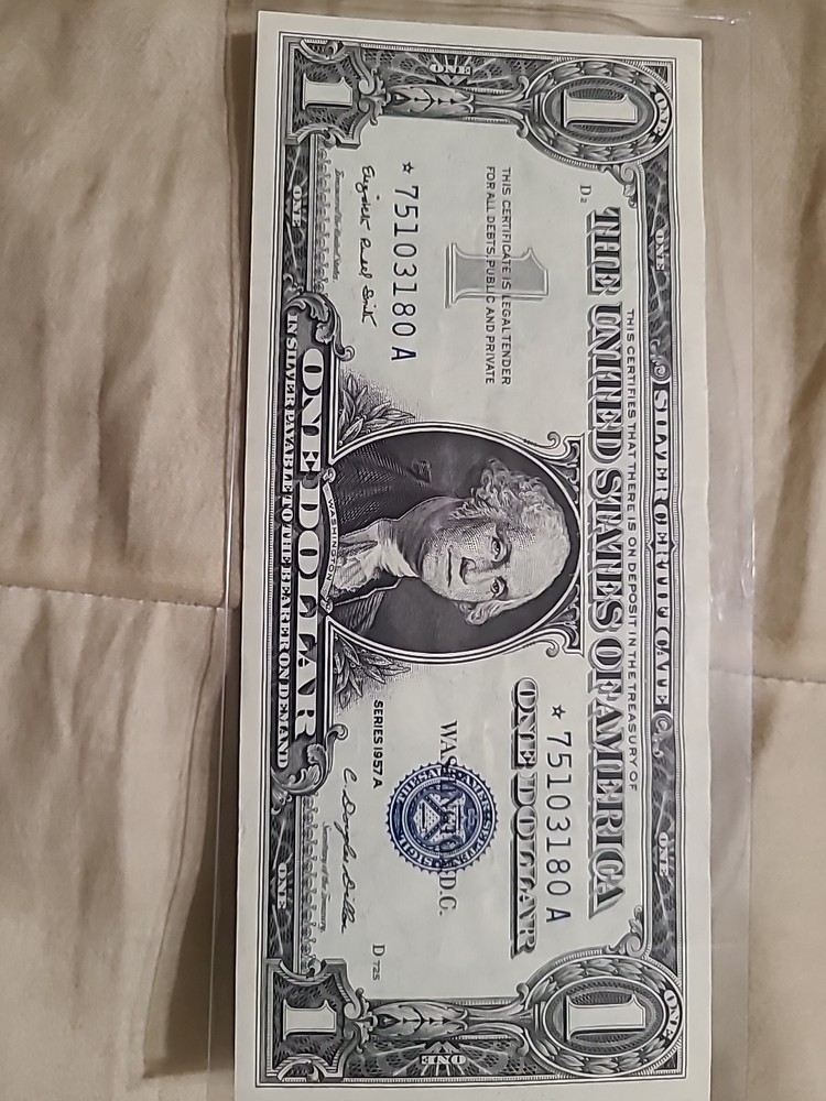 BEAUTIFUL 1957A STAR One DOLLAR $1 SILVER NOTE.