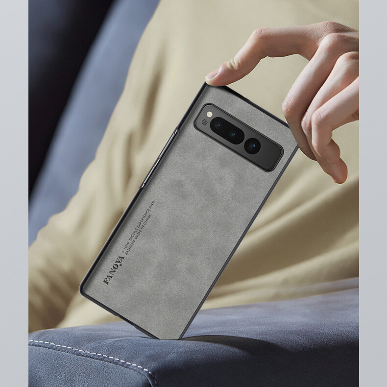 For Google Pixel Fold Shockproof Plain Leather Skin-Friendly Slim Phone Case