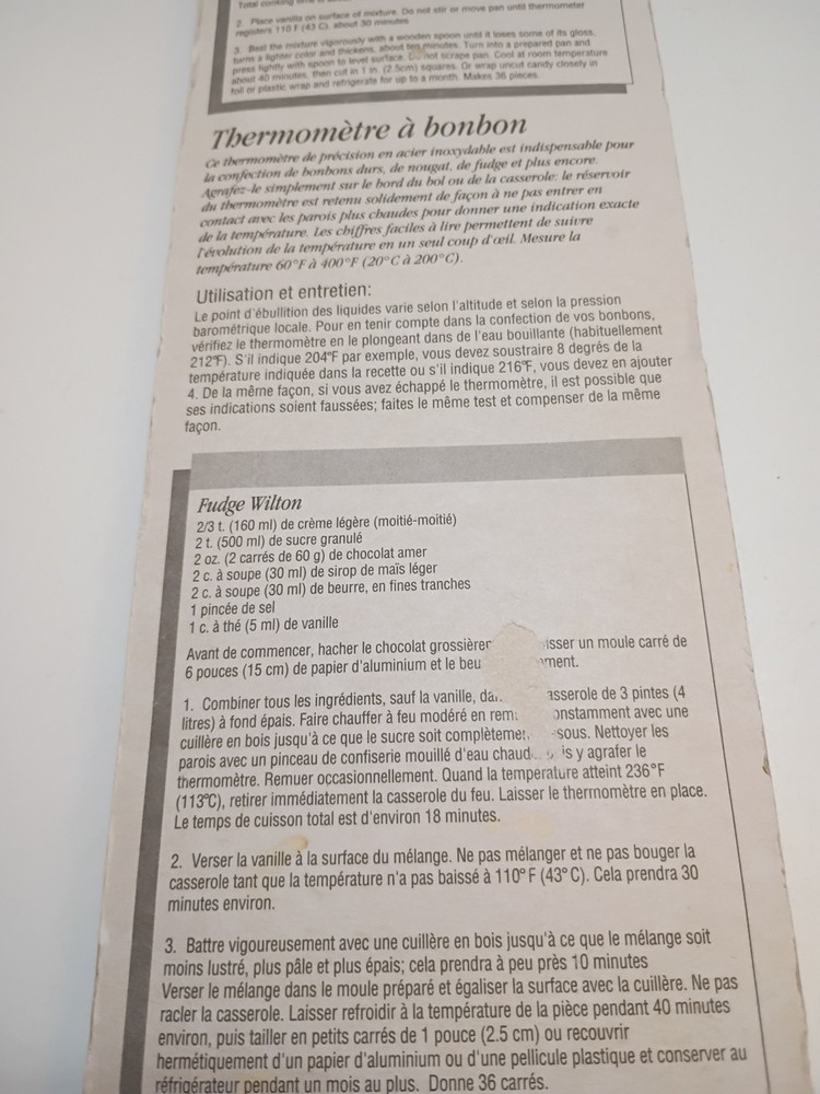 WILTON CANDY THERMOMETER NEW #1904-1200