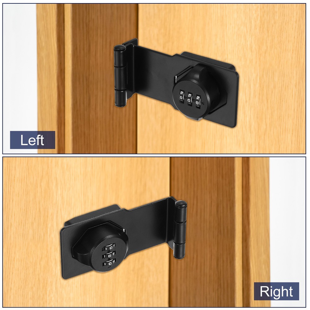 Combination Rotary Hasp Locks Security Door Latch Lock 3 Digit Password Black