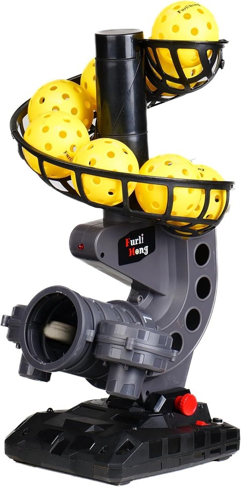 Pickleball machine with 4 adjustable angles and 9 pickleballs included.