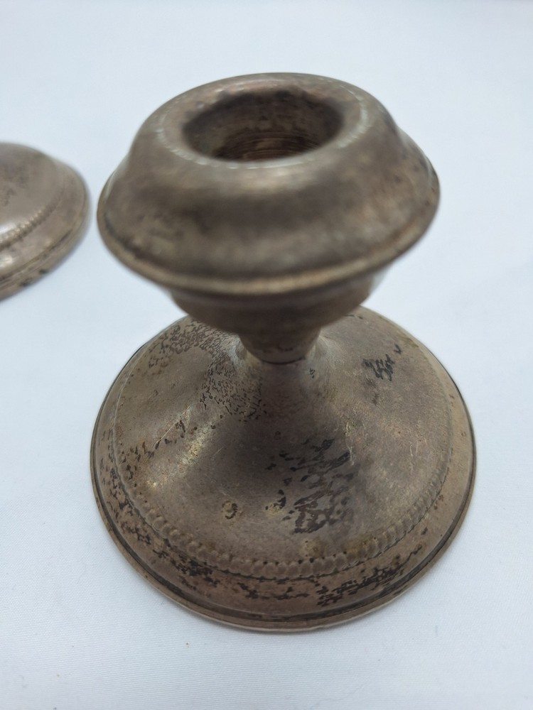 Vintage Sterling Silver Candlesticks Weighted 513 grams 3"