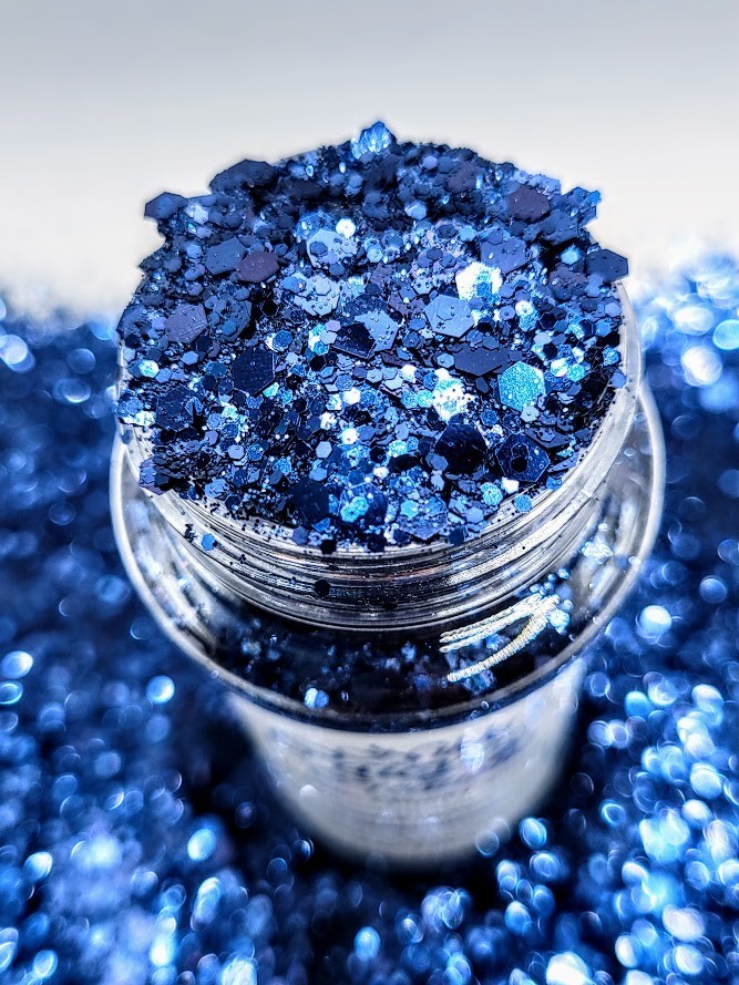 Metallic Chunky Dark Blue Glitter - Dark Nova 3 oz.