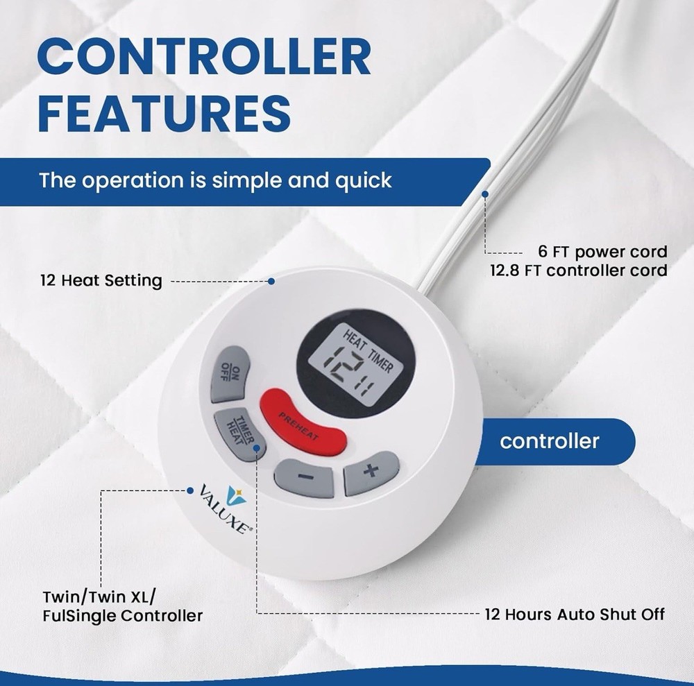 Valuxe Blanket Controller Control 10-Settings Auto Shut Off