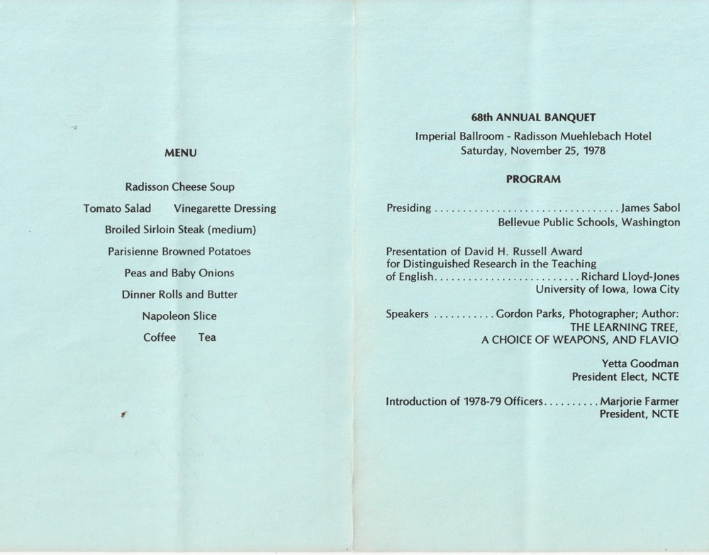 GORDON PARKS Photographer, Composer, Writer & Speaker signed program 1978