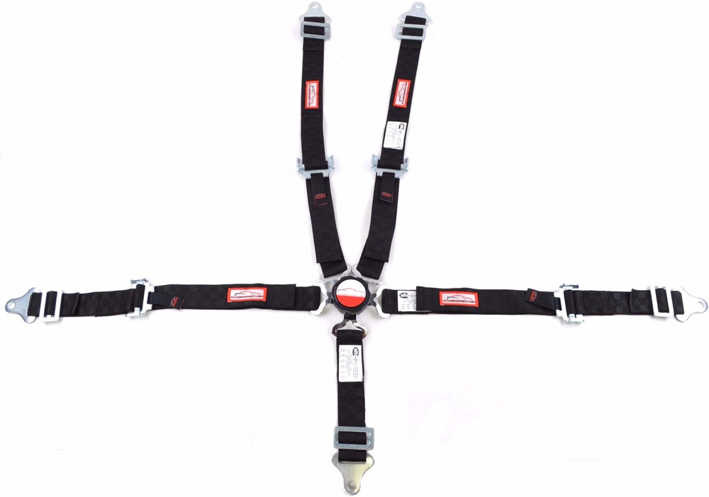 JR DRAG UNIVERSAL HARNESS 5 POINT PULL UP LAP BELT CAM LOCK BLACK CHECKERBOARD