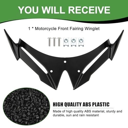 Ninja500 Motorcycle Front Fairing Winglet - Spoiler Fixed Wing Kit Beak Black