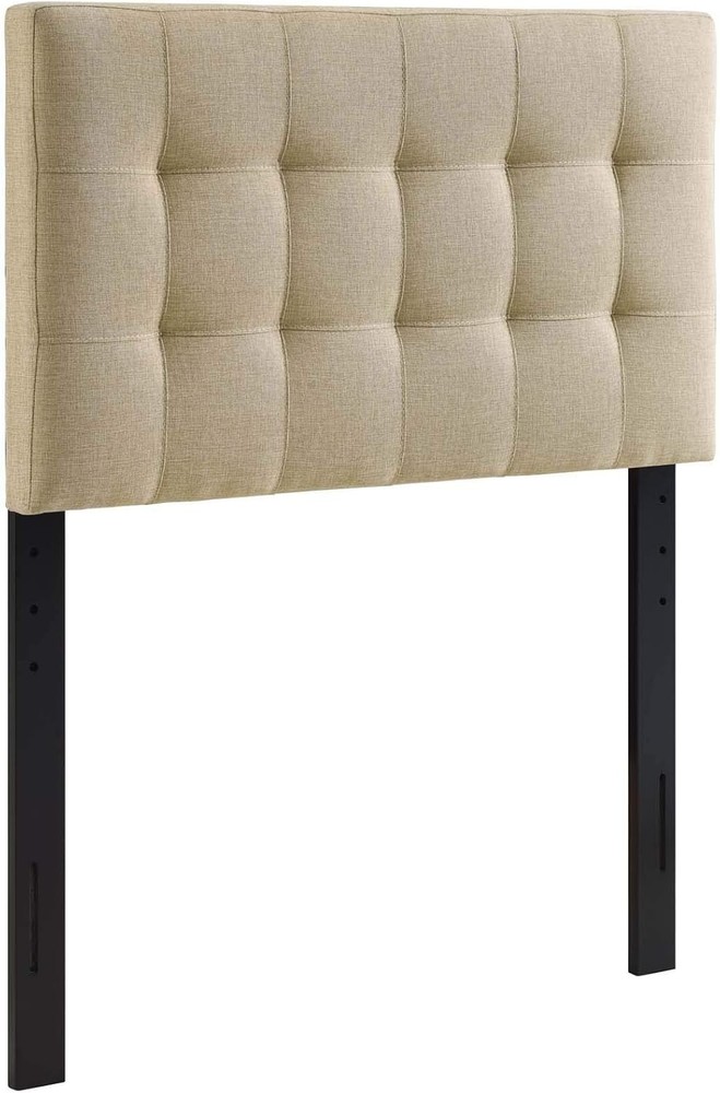 Twin Headboard Linen Fabric Tufted Adjustable Height Modern Style