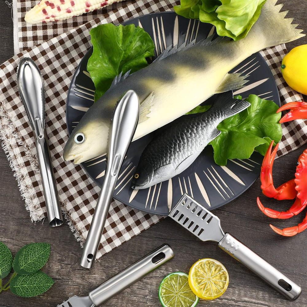 4 Pack Stainless Steel Fish Scale Remover Fish Skin Cleaning Scraper Tool