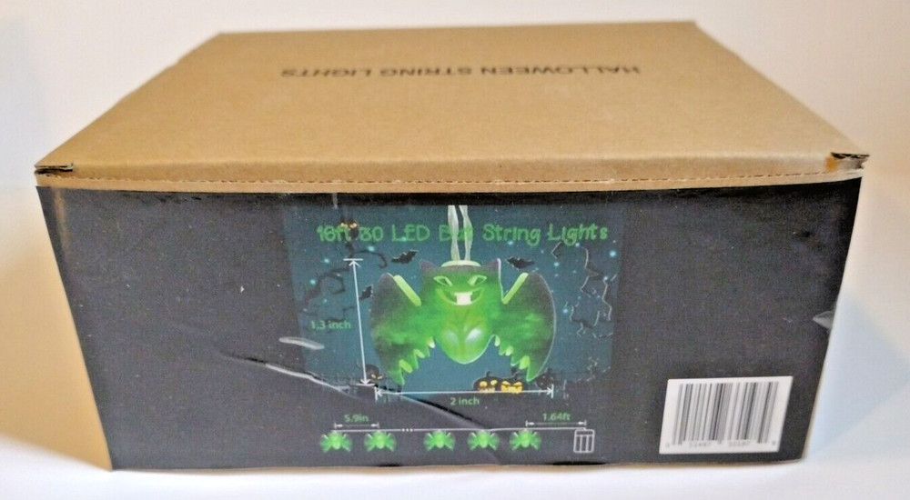 Holiday Decorations - 16ft Halloween String Light - 30ct Green LED Bats