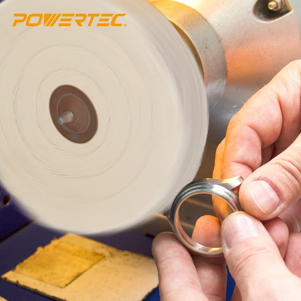 POWERTEC 6" Bench Grinder Buffing Wheel Kit w/ 3pcs Polishing Compound Set